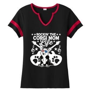 Rockin The Corgi Dad Life Dog Lover Guitar Musician Copy Ladies Halftime Notch Neck Tee