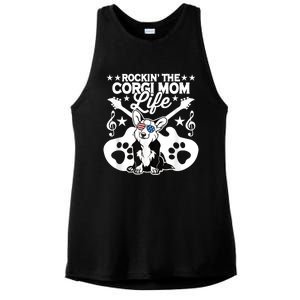 Rockin The Corgi Dad Life Dog Lover Guitar Musician Copy Ladies PosiCharge Tri-Blend Wicking Tank