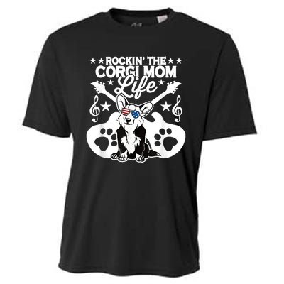 Rockin The Corgi Dad Life Dog Lover Guitar Musician Copy Cooling Performance Crew T-Shirt