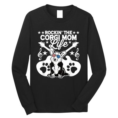 Rockin The Corgi Dad Life Dog Lover Guitar Musician Copy Long Sleeve Shirt