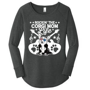 Rockin The Corgi Dad Life Dog Lover Guitar Musician Copy Women's Perfect Tri Tunic Long Sleeve Shirt