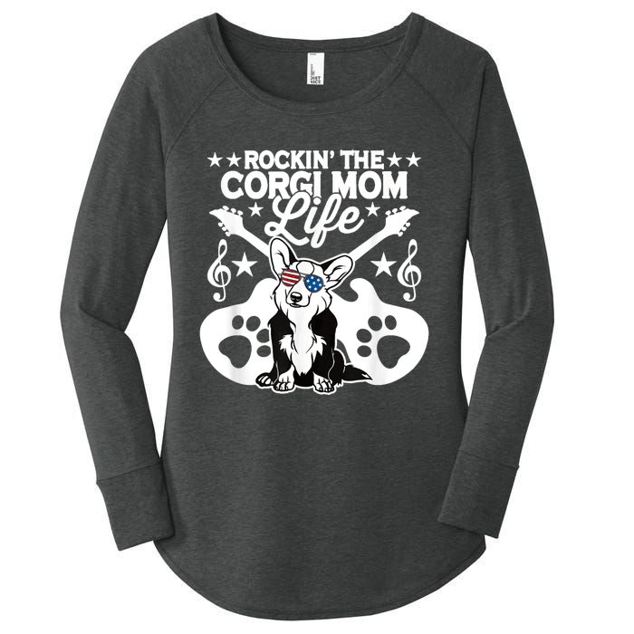 Rockin The Corgi Dad Life Dog Lover Guitar Musician Copy Women's Perfect Tri Tunic Long Sleeve Shirt