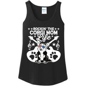 Rockin The Corgi Dad Life Dog Lover Guitar Musician Copy Ladies Essential Tank