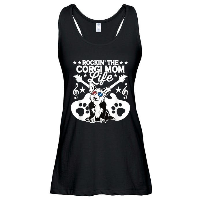 Rockin The Corgi Dad Life Dog Lover Guitar Musician Copy Ladies Essential Flowy Tank