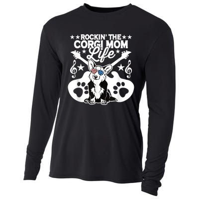 Rockin The Corgi Dad Life Dog Lover Guitar Musician Copy Cooling Performance Long Sleeve Crew