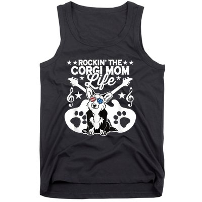 Rockin The Corgi Dad Life Dog Lover Guitar Musician Copy Tank Top