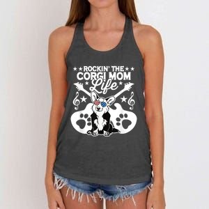 Rockin The Corgi Dad Life Dog Lover Guitar Musician Copy Women's Knotted Racerback Tank