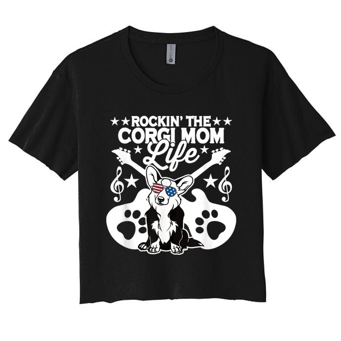 Rockin The Corgi Dad Life Dog Lover Guitar Musician Copy Women's Crop Top Tee