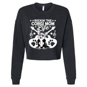 Rockin The Corgi Dad Life Dog Lover Guitar Musician Copy Cropped Pullover Crew