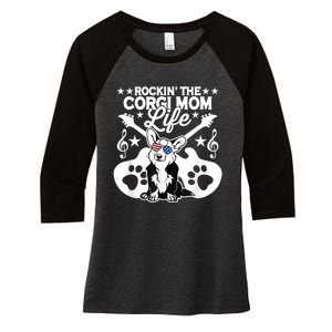 Rockin The Corgi Dad Life Dog Lover Guitar Musician Copy Women's Tri-Blend 3/4-Sleeve Raglan Shirt