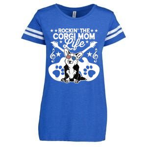 Rockin The Corgi Dad Life Dog Lover Guitar Musician Copy Enza Ladies Jersey Football T-Shirt