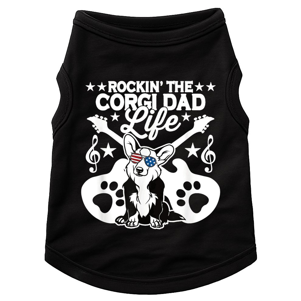 Rockin The Corgi Dad Life Dog Lover Guitar Musician Doggie Tank