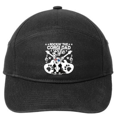 Rockin The Corgi Dad Life Dog Lover Guitar Musician 7-Panel Snapback Hat