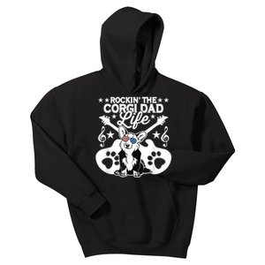 Rockin The Corgi Dad Life Dog Lover Guitar Musician Kids Hoodie