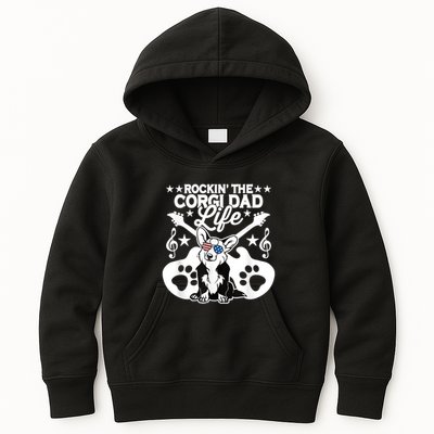 Rockin The Corgi Dad Life Dog Lover Guitar Musician Kids Hoodie