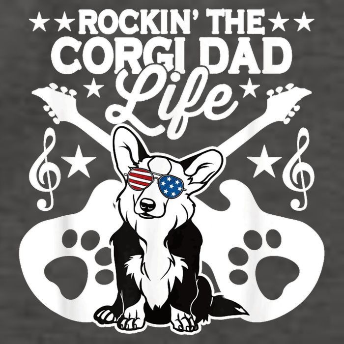 Rockin The Corgi Dad Life Dog Lover Guitar Musician Vector Backpack