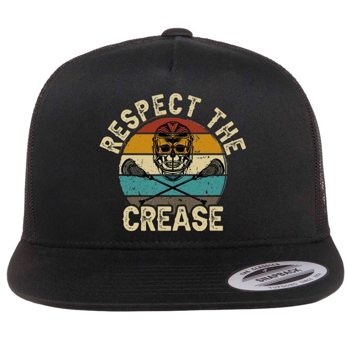 Respect The Crease Lacrosse Goalie Woman Men Flat Bill Trucker Hat