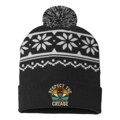 Respect The Crease Lacrosse Goalie Woman Men USA-Made Snowflake Beanie