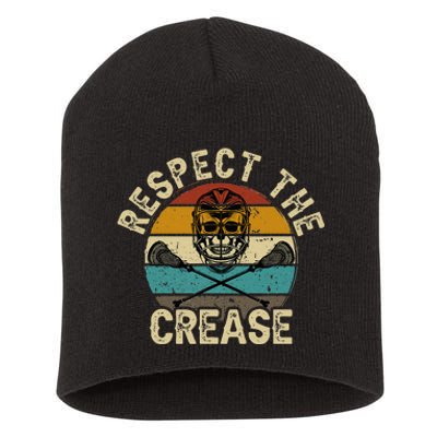 Respect The Crease Lacrosse Goalie Woman Men Short Acrylic Beanie