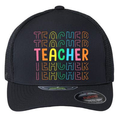 Retro Teacher Colorful Elementary School Teachers Wo Flexfit Unipanel Trucker Cap