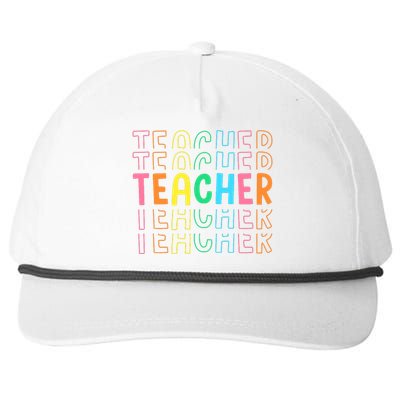 Retro Teacher Colorful Elementary School Teachers Wo Snapback Five-Panel Rope Hat