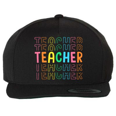 Retro Teacher Colorful Elementary School Teachers Wo Wool Snapback Cap