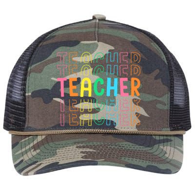 Retro Teacher Colorful Elementary School Teachers Wo Retro Rope Trucker Hat Cap