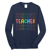 Retro Teacher Colorful Elementary School Teachers Wo Long Sleeve Shirt