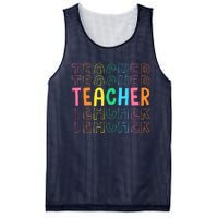 Retro Teacher Colorful Elementary School Teachers Wo Mesh Reversible Basketball Jersey Tank