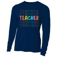 Retro Teacher Colorful Elementary School Teachers Wo Cooling Performance Long Sleeve Crew