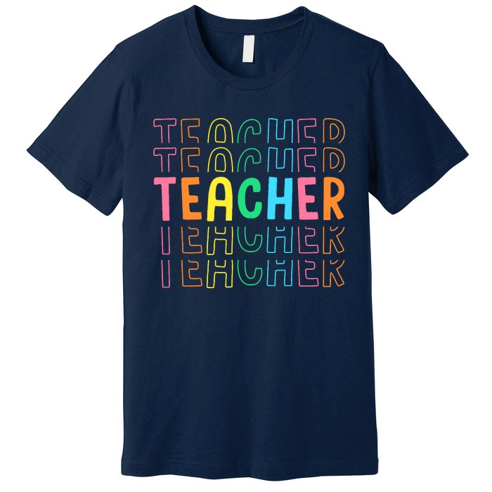 Retro Teacher Colorful Elementary School Teachers Wo Premium T-Shirt