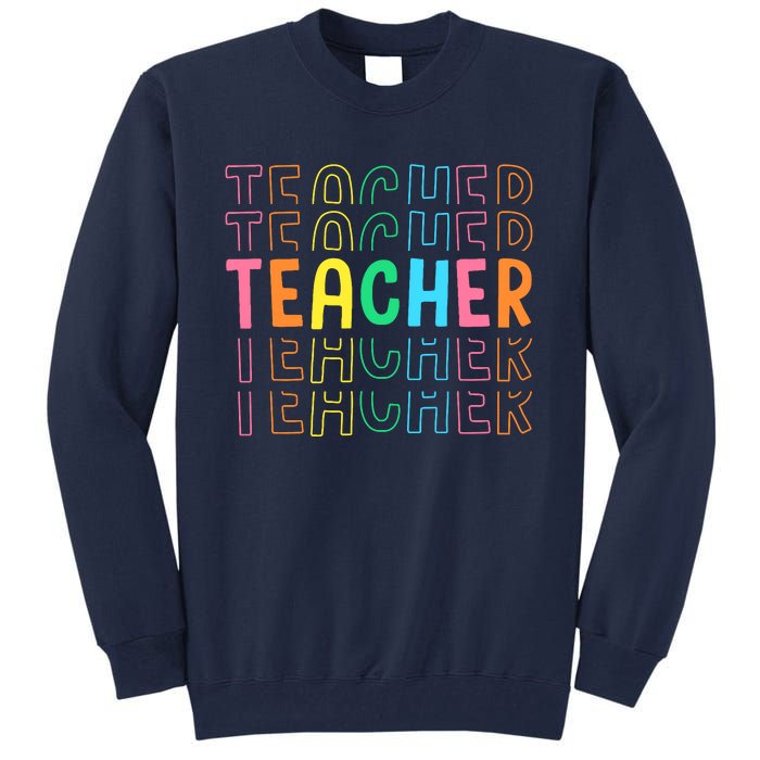 Retro Teacher Colorful Elementary School Teachers Wo Tall Sweatshirt