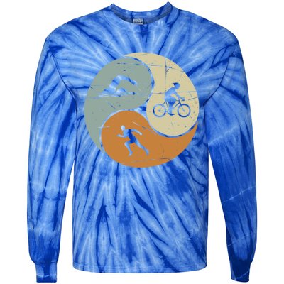 Retro Triathlon Cute Gift Tie-Dye Long Sleeve Shirt