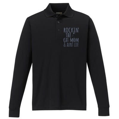 Rocking The Cat Mom And Aunt Life Performance Long Sleeve Polo