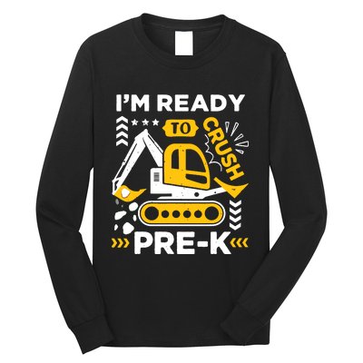 Ready To Crush Preschool Prek Construction Truck Boy Long Sleeve Shirt