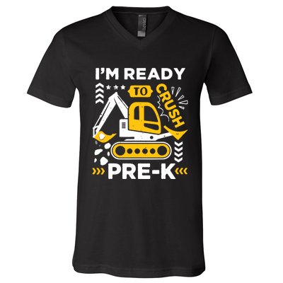 Ready To Crush Preschool Prek Construction Truck Boy V-Neck T-Shirt