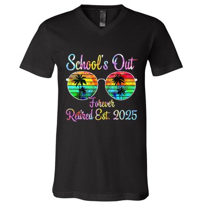 Retired Teacher Class Of 2025 Retirement School V-Neck T-Shirt
