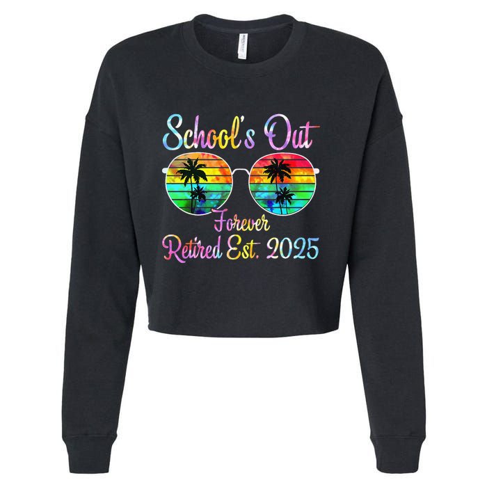 Retired Teacher Class Of 2025 Retirement School Cropped Pullover Crew