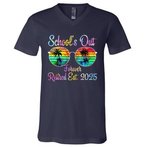 Retired Teacher Class Of 2025 Retirement School V-Neck T-Shirt