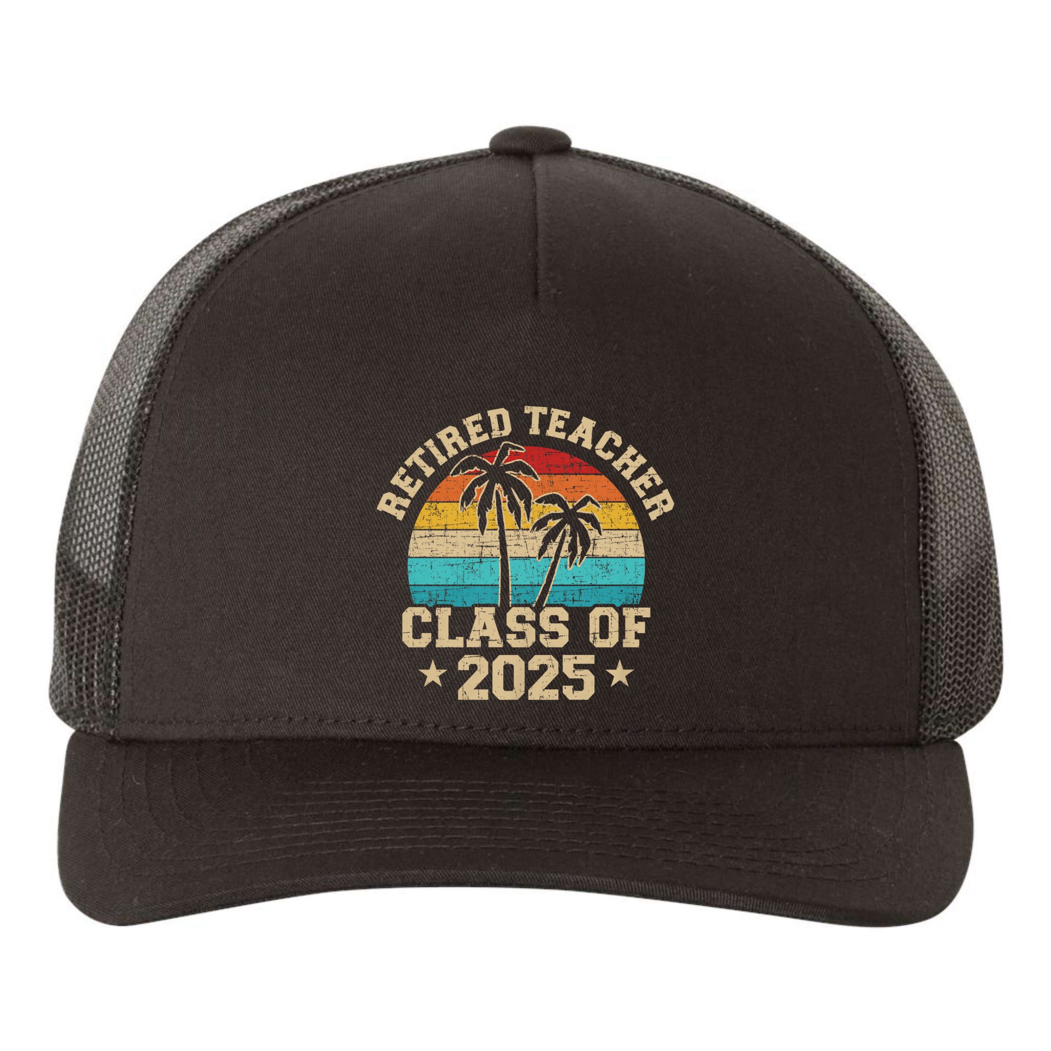 Retired Teacher Class Of 2025 Vintage School Retirement Yupoong Adult 5-Panel Trucker Hat