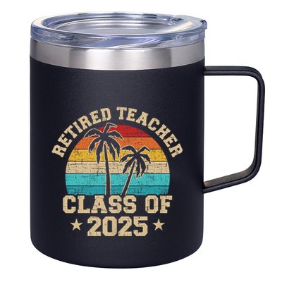Retired Teacher Class Of 2025 Vintage School Retirement 12oz Stainless Steel Coffee Mug