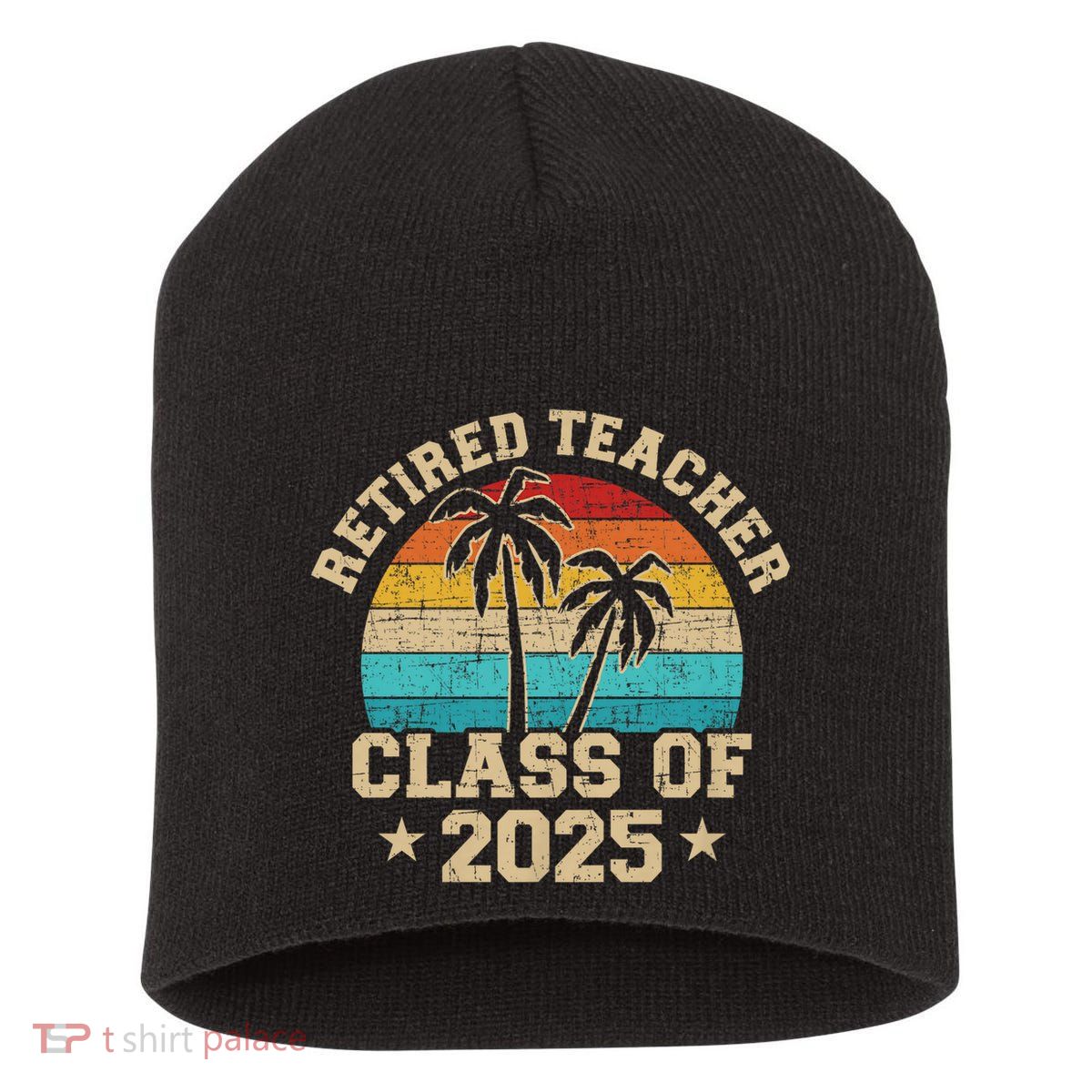 Retired Teacher Class Of 2025 Vintage School Retirement Short Acrylic Beanie