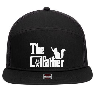 Retro The Cat Father Cat Lover Cat Dad Best Cat Meme 7 Panel Mesh Trucker Snapback Hat