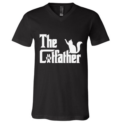 Retro The Cat Father Cat Lover Cat Dad Best Cat Meme V-Neck T-Shirt