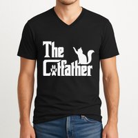 Retro The Cat Father Cat Lover Cat Dad Best Cat Meme V-Neck T-Shirt