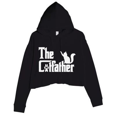 Retro The Cat Father Cat Lover Cat Dad Best Cat Meme Crop Fleece Hoodie
