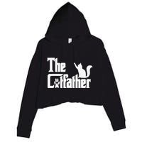 Retro The Cat Father Cat Lover Cat Dad Best Cat Meme Crop Fleece Hoodie