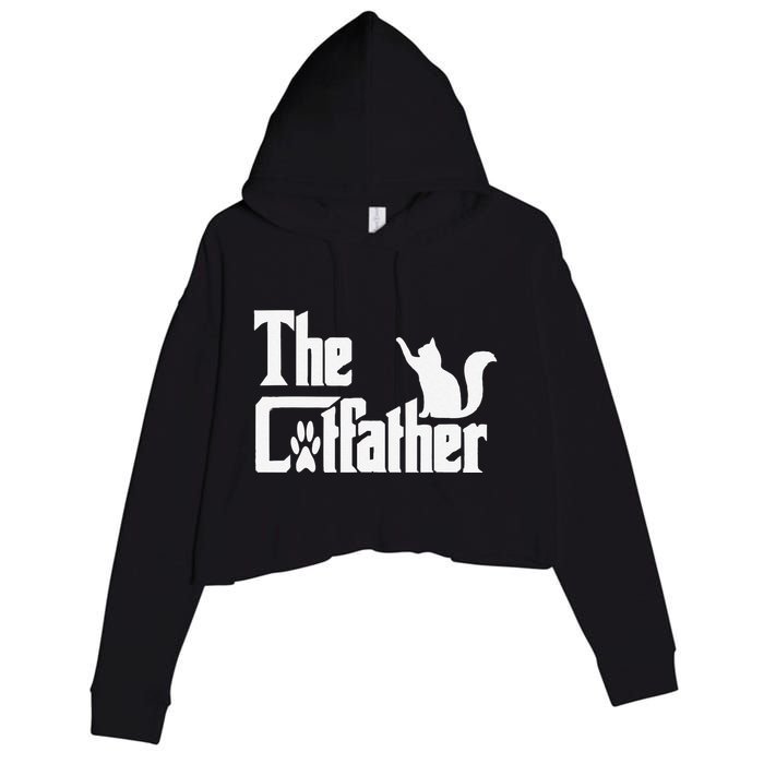 Retro The Cat Father Cat Lover Cat Dad Best Cat Meme Crop Fleece Hoodie