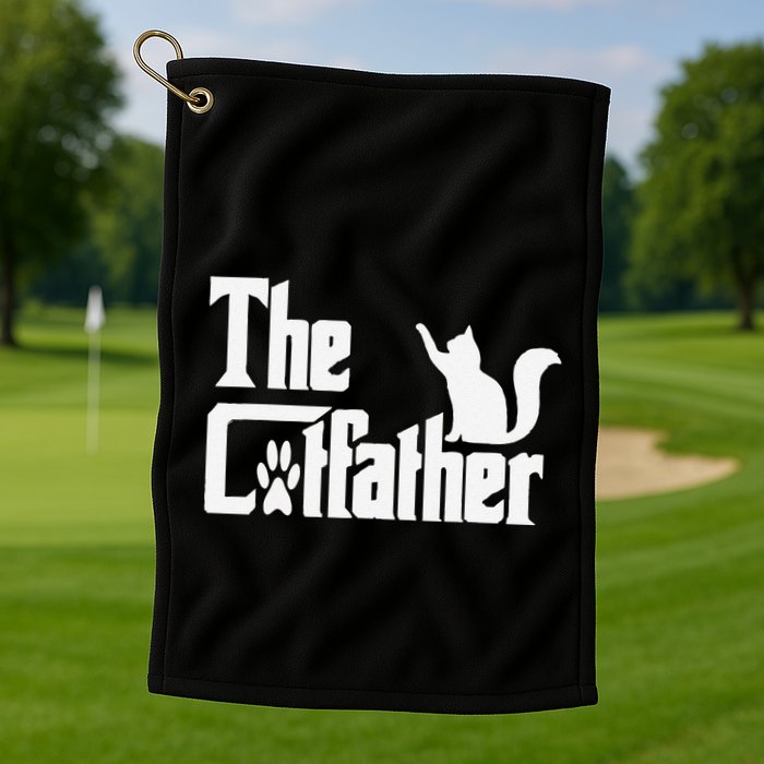 Retro The Cat Father Cat Lover Cat Dad Best Cat Meme Golf Towel