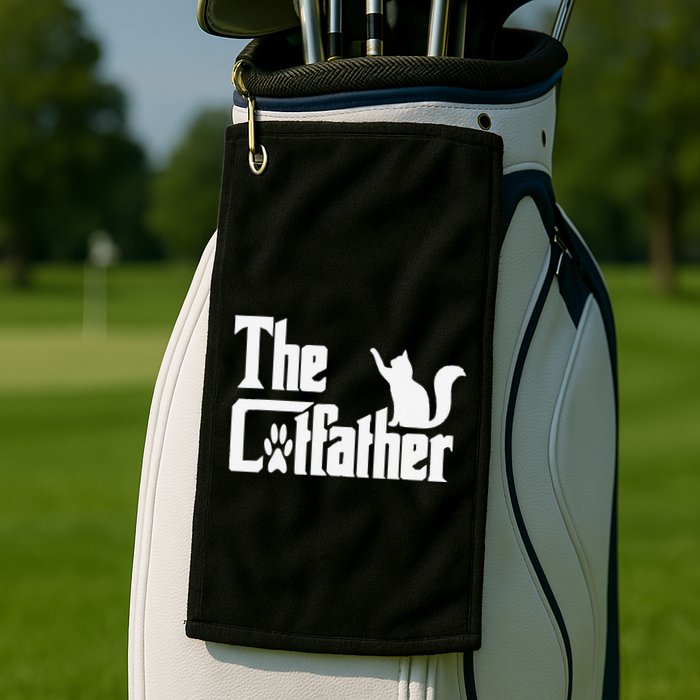 Retro The Cat Father Cat Lover Cat Dad Best Cat Meme Golf Towel